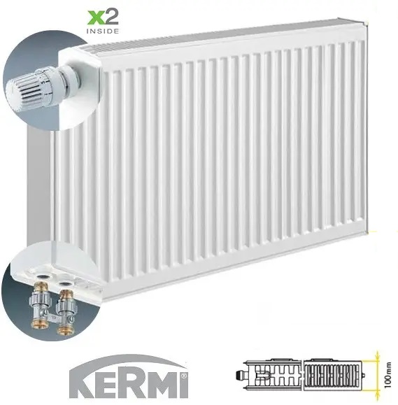 KV22-500*600 radiators KERMI, KREISAIS pieslēgums