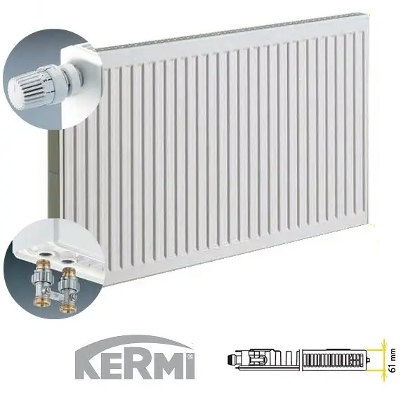 Tērauda apkures radiators KERMI KV11-500*1000, apakšas KREISAIS pieslēgums, FTV