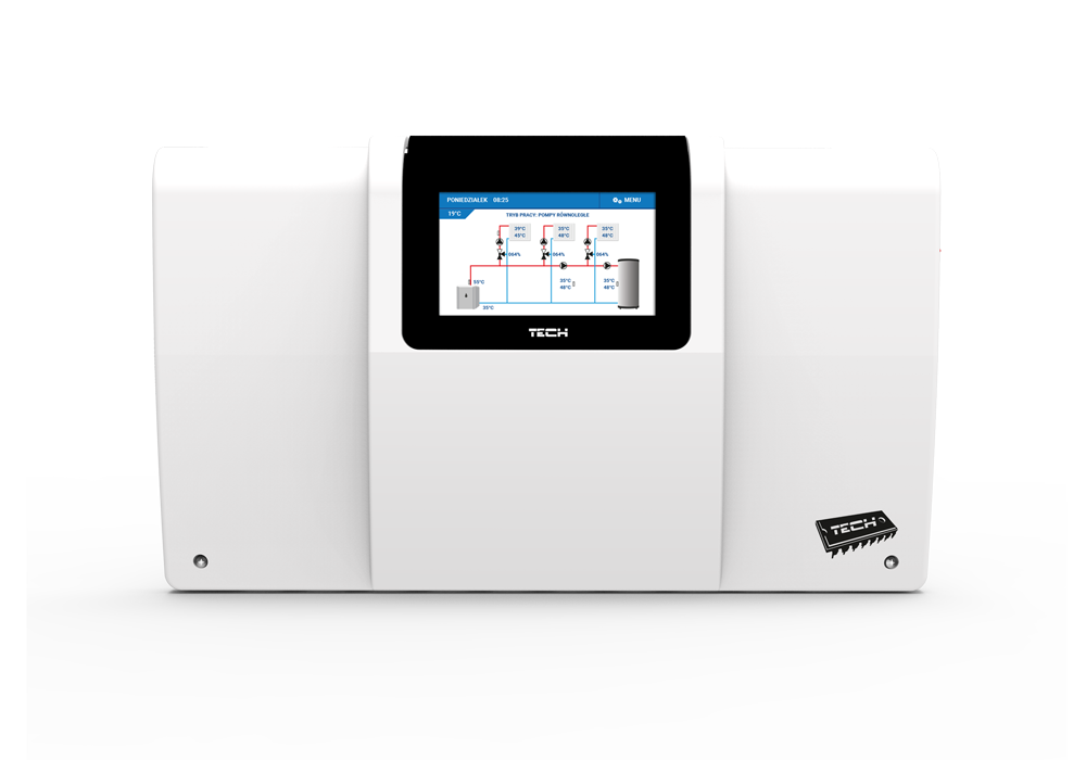 Vadības modulis TECH EU-i-3 PLUS (3 vārsti, ārgaisa sensors, boileris, akumulācijas tvertne, saules paneļu sistēma)