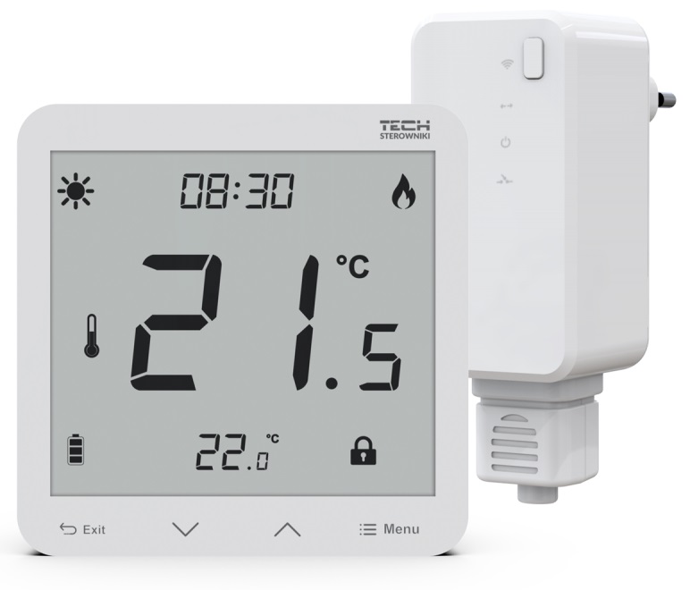 TECH Istabas termostats EU-T-3.2, bezvadu, balts