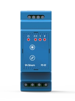 Releja modulis PS-02, DIN sliedei, 2 potenciāla un 2 bezpotenciāla izvadi, TECH Sinum