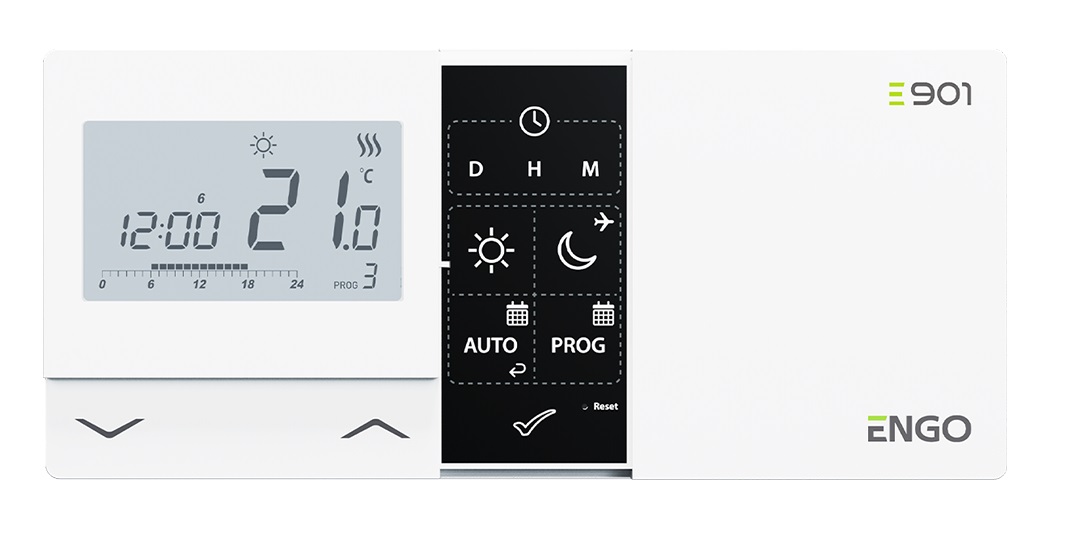 Programmējams telpas termostats E901, vadu (SALUS 091FL analogs), ENGO