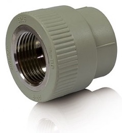 Полипропиленовый переход с внутренней резьбой D20*3/4'', серый