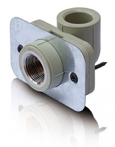 Полипропиленовый монтажный уголок 90°, d20*1/2'', под регипс, серый