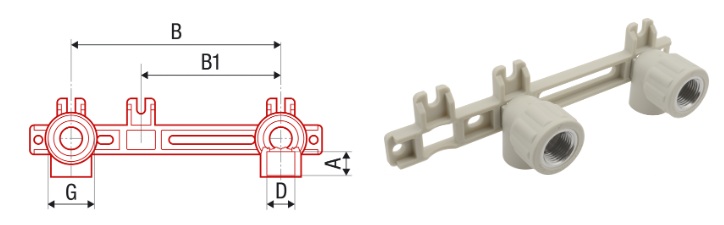 Pelēkās plastmasas dubults sienas līkums d20*1/2'', ar maināmu attālumu, FV-PLAST, AA255020012