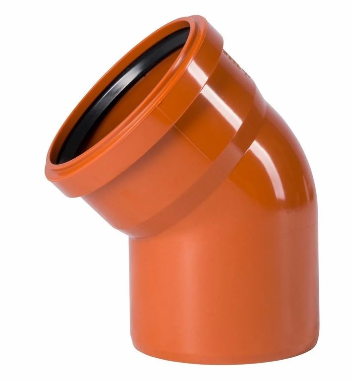 Отвод наружной канализации Ø100, 45 градусов, оранжевый