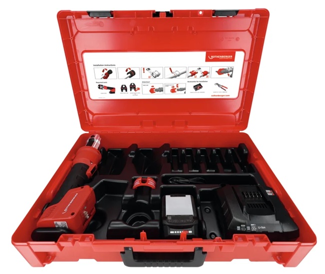 Прессовый комплект (гибридная прессовая установка) ROMAX NANO с зарядным устройством и аккумулятором, ROTHENBERGER, 1000005042