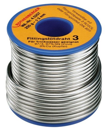 Lodēšanas alva 3, CU 3, 3 mm, 250 gr., ROTHENBERGER, 45255