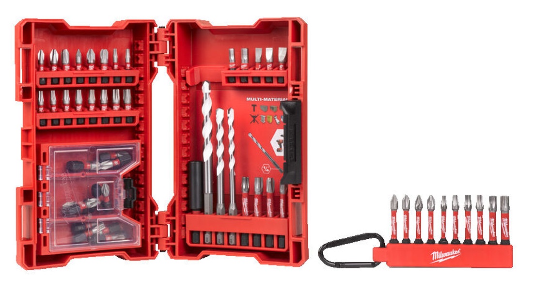 Набор бит с карабином и сверл по мультиматериалам, SHOCKWAVE™ IMPACT DUTY, 54 шт., Milwaukee, 4932479855