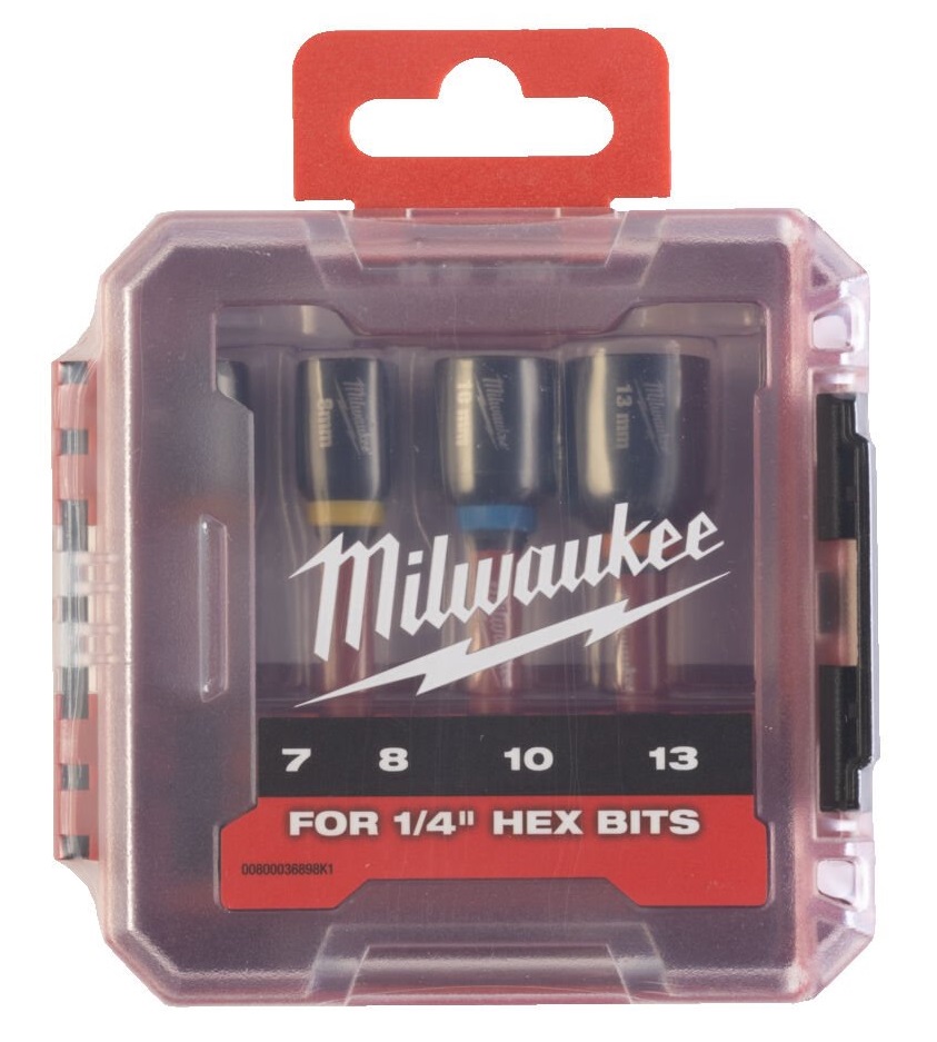 Uzgaļu komplekts uzgriežņu skrūvēšanai MAG SHW, 4 gb., 7/8/10/13 mm, Milwaukee, 4932492445