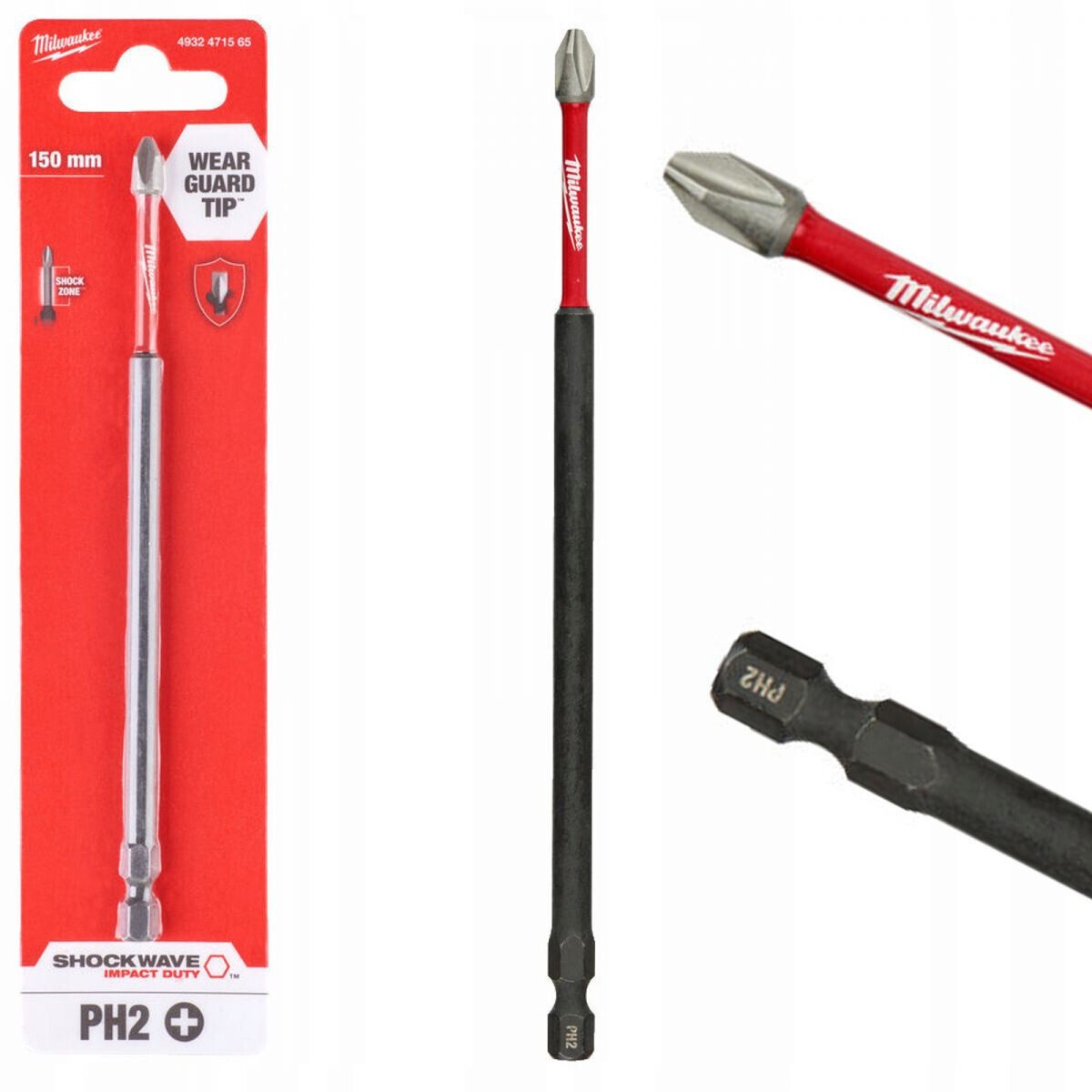 Skrūvgrieža uzgalis SHOCKWAVE IMPACT DUTY™, PH 2, 150 mm, Milwaukee, 4932471565