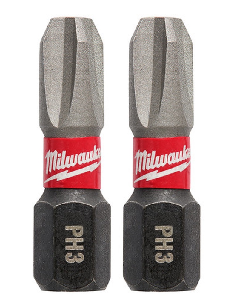 Skrūvgrieža uzgaļu komplekts SHOCKWAVE IMPACT DUTY™, PH 3, 25 mm, 2 gb., Milwaukee, 4932430857