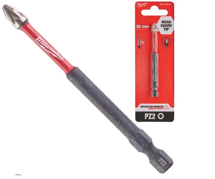Skrūvgrieža uzgalis SHOCKWAVE IMPACT DUTY™, PZ 2, 90 mm, Milwaukee, 4932430867