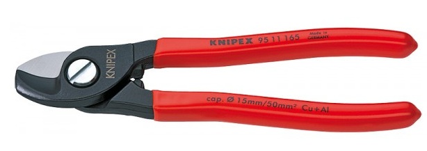 Kabeļu griešanas knaibles, 165 mm, ar plastmasas rokturiem, Knipex, 9511165