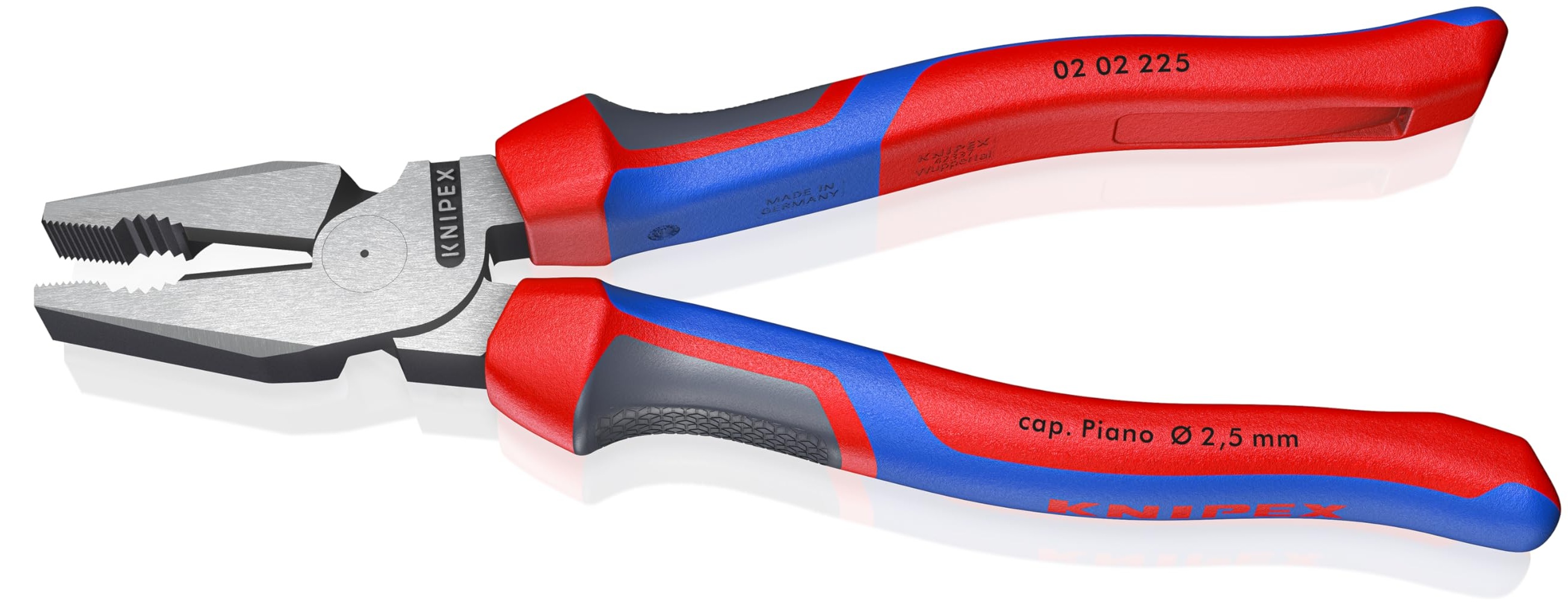 Kомбинированные плоскогубцы особой мощности 225 мм, с удобными ручками и полированной головкой, Knipex, 0202225
