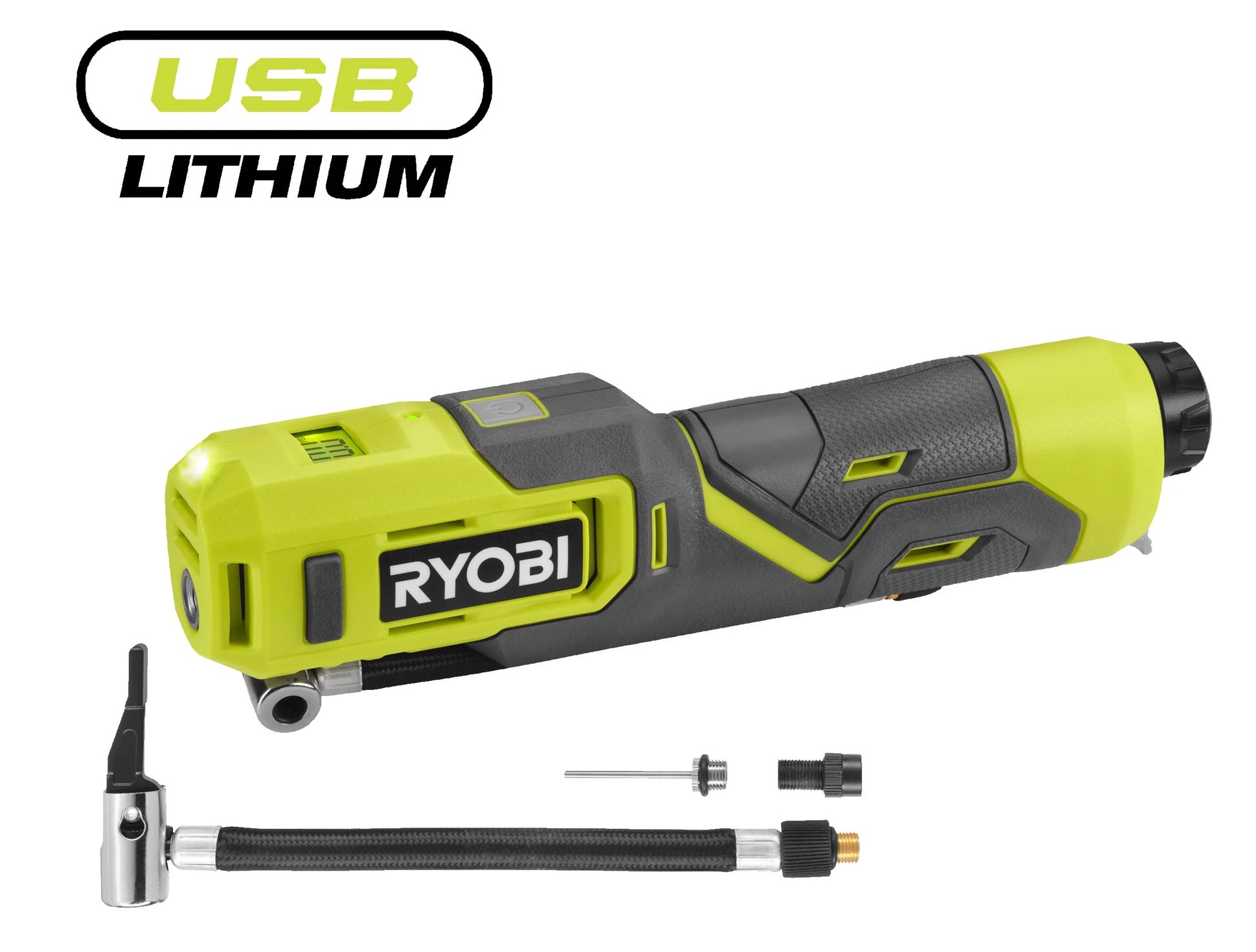 USB Lithium™ 4 V augstspiediena gaisa sūknis (kompresors), RI4-0, 100 PSI, Ryobi, 4892210229069