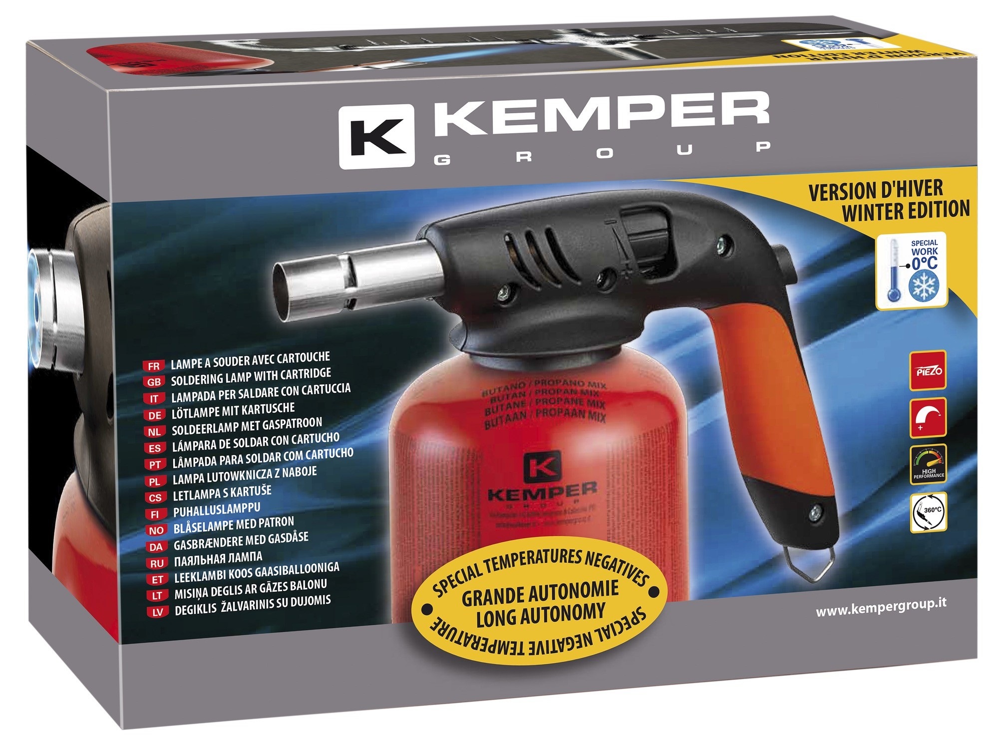 Горелка VALVOLATO с пьезоподжигом + газовый баллон, KEMPER, 10/2-T820AKI