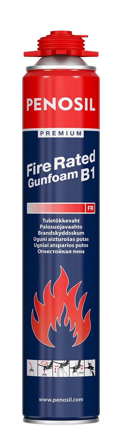 Ugunsdrošas montāžas putas PENOSIL Premium FireRated Gunfoam, ar trubiņu, 750 ml