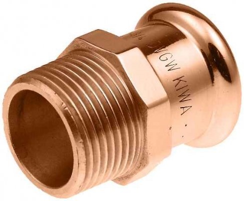 Presējamā kapara pāreja ar ārējo vītni (PAV) D22x3/4'', GAS, KAN-therm, 2263045005