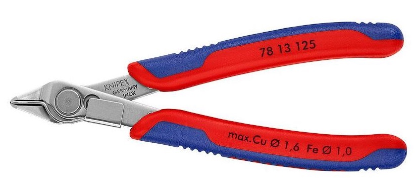 Бокорезы для электроники с фиксатором (0,2-1,6 мм) 125 мм, INOX, Knipex, 7813125