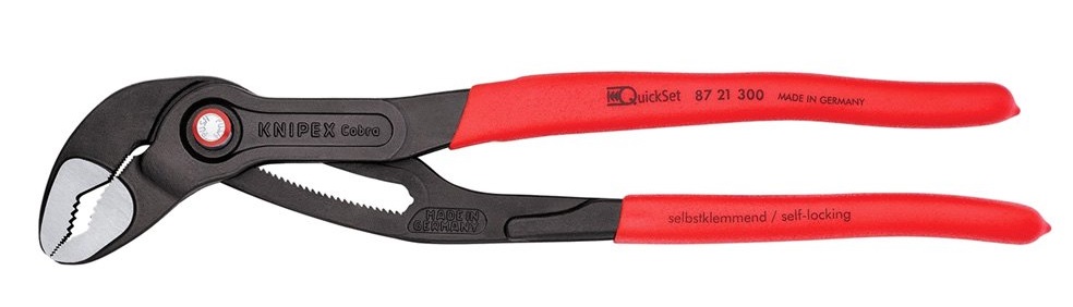 Augstās tehnoloģijas regulējamas ūdenssūkņu stangas QuickSet COBRA, 300 mm, Knipex, 8721300