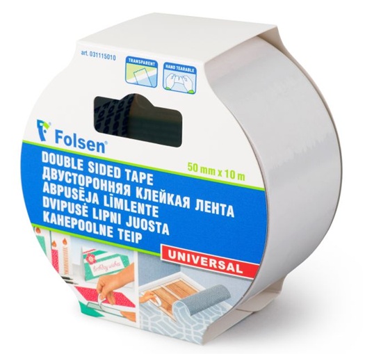 Divpusēja, caurspīdīgā universāla lente, 50 mm x 10 m, 031115010