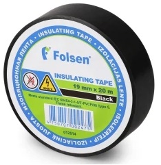 Izolācijas lente 19 mm x 20 m, melna, PVC