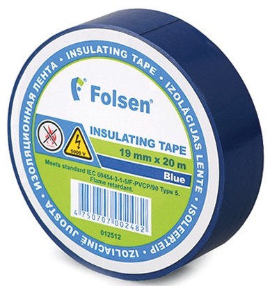 Izolācijas lente 19 mm x 20 m, zila, PVC