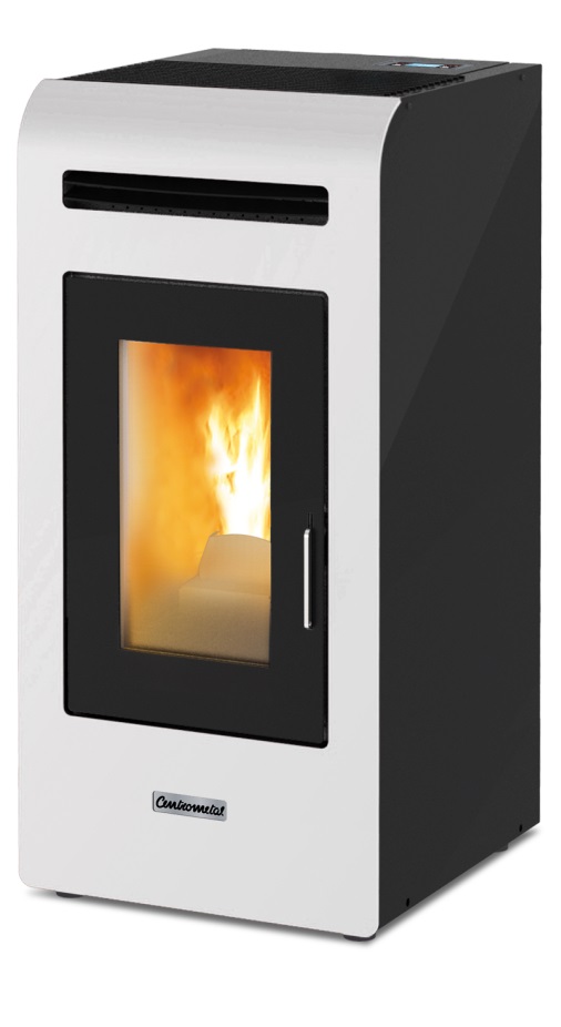 Pellet stove CentroPelet Z16C-B CAN, white, with additional hot air outlets, Centrometal