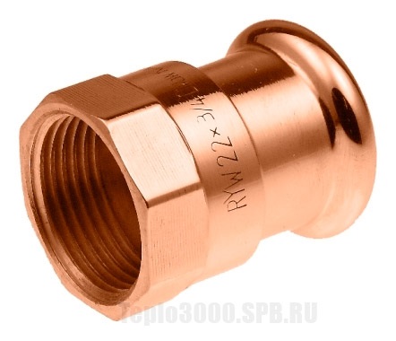 Mедный переход с внутренней резьбой под пресс D35x1'', H2O, KAN-therm, 2265044013