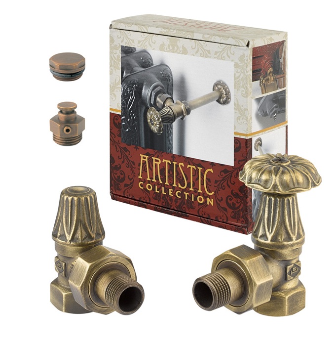 Бронзовый комплект подключения ARTISTIC 1/2' x 1/2', 90°, CARLO POLETTI, KV673-67410