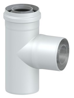 Kondensācijas katla skursteņa revīzijas trejgabals D60/100, 90 grādi, Cox Geelen, AEALAA601