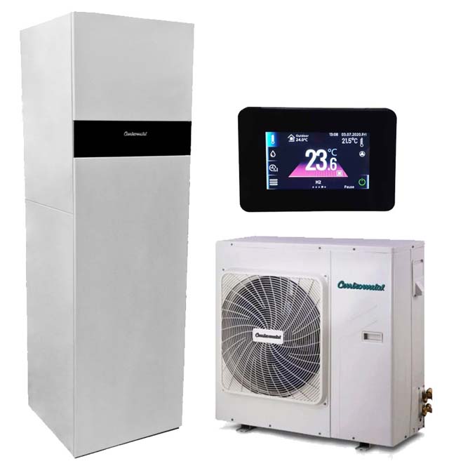 Centrometal Siltumsūknis TOPLINE Split Tower-S, 16 kW, R32, boileris 170 L, akumulācijas tvertne 30 L, elektrisks sildītājs 9 kW