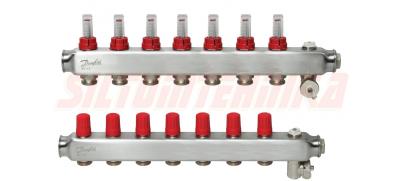 Nerūsējošā tērauda grīdas apkures kolektors SSM-7F, ar plūsmas mērītājiem, DANFOSS, 088U0757