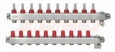 Nerūsējošā tērauda grīdas apkures kolektors SSM-10F, ar plūsmas mērītājiem, DANFOSS, 088U0760