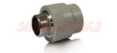 Полипропиленовый переход с наружной резьбой D20*1/2'', серый
