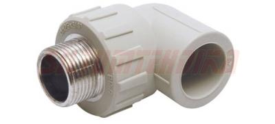 Полипропиленовый отвод 90°с наружной резьбой D20*3/4'', серый