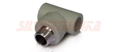 Полипропиленовый тройник с наружней резьбой D20*3/4'', серый