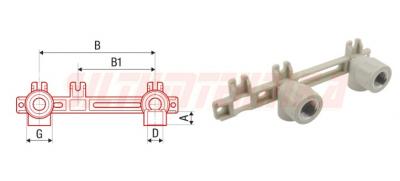 Pelēkās plastmasas dubults sienas līkums d20*1/2'', ar maināmu attālumu, FV-PLAST, AA255020012