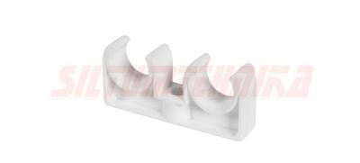 Plastmasas caurules stiprinājums d28, dubults, balts