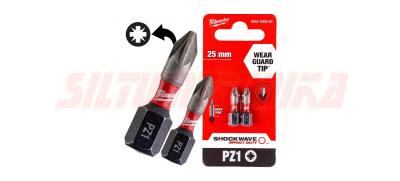 SHOCKWAVE IMPACT DUTY™ биты для шуруповерта, PZ 1, 25 мм, 2 шт., Milwaukee, 4932430860