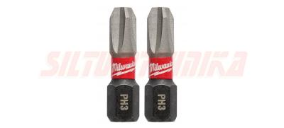 Skrūvgrieža uzgaļu komplekts SHOCKWAVE IMPACT DUTY™, PH 3, 25 mm, 2 gb., Milwaukee, 4932430857