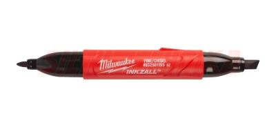 INKZALL™ divu galu marķieris (plakanveida gals/smalks punktveida gals), melns, Milwaukee, 4932501155