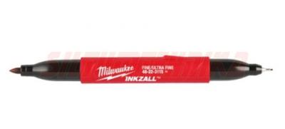 INKZALL™ divu galu marķieris (īpaši smalks punktveida gals/smalks punktveida gals), melns, Milwaukee, 4932501154