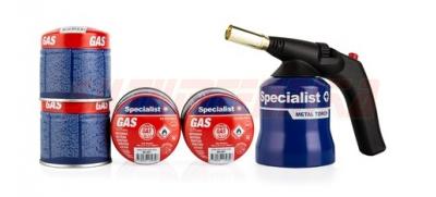 Газовая горелка с пьезоподжигом Specialist+ и 4 газовых баллона бутан, 190 г., 68-002KIT