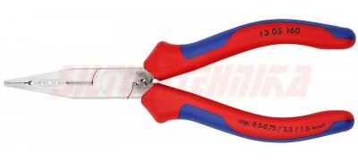 Universālās plakanknaibles kabeļu satveršanai un griešanai, stieples noņemšanai, 160 mm, ar kombinētiem smailiem galiem, KNIPEX, 1305160