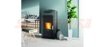 Granulu kamīns CentroPelet ZVC14 K, ar keramisko paneli un centrālapkuri, melns, Centrometal